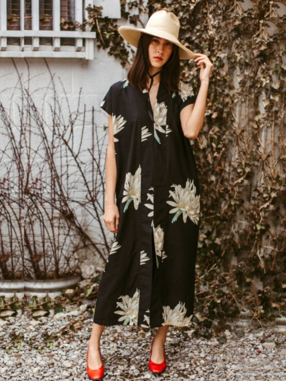 Horses Atelier Smoking Dress Hawaiian Floral Black - Picture 2 of 7